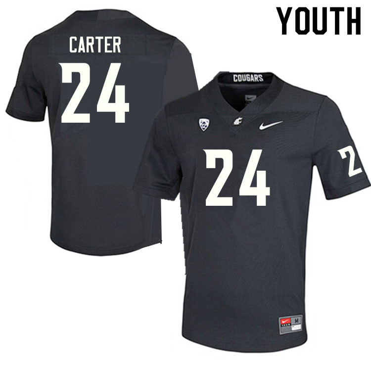 Youth #24 Tony Carter Washington State Cougars College Football Jerseys Sale-Charcoal